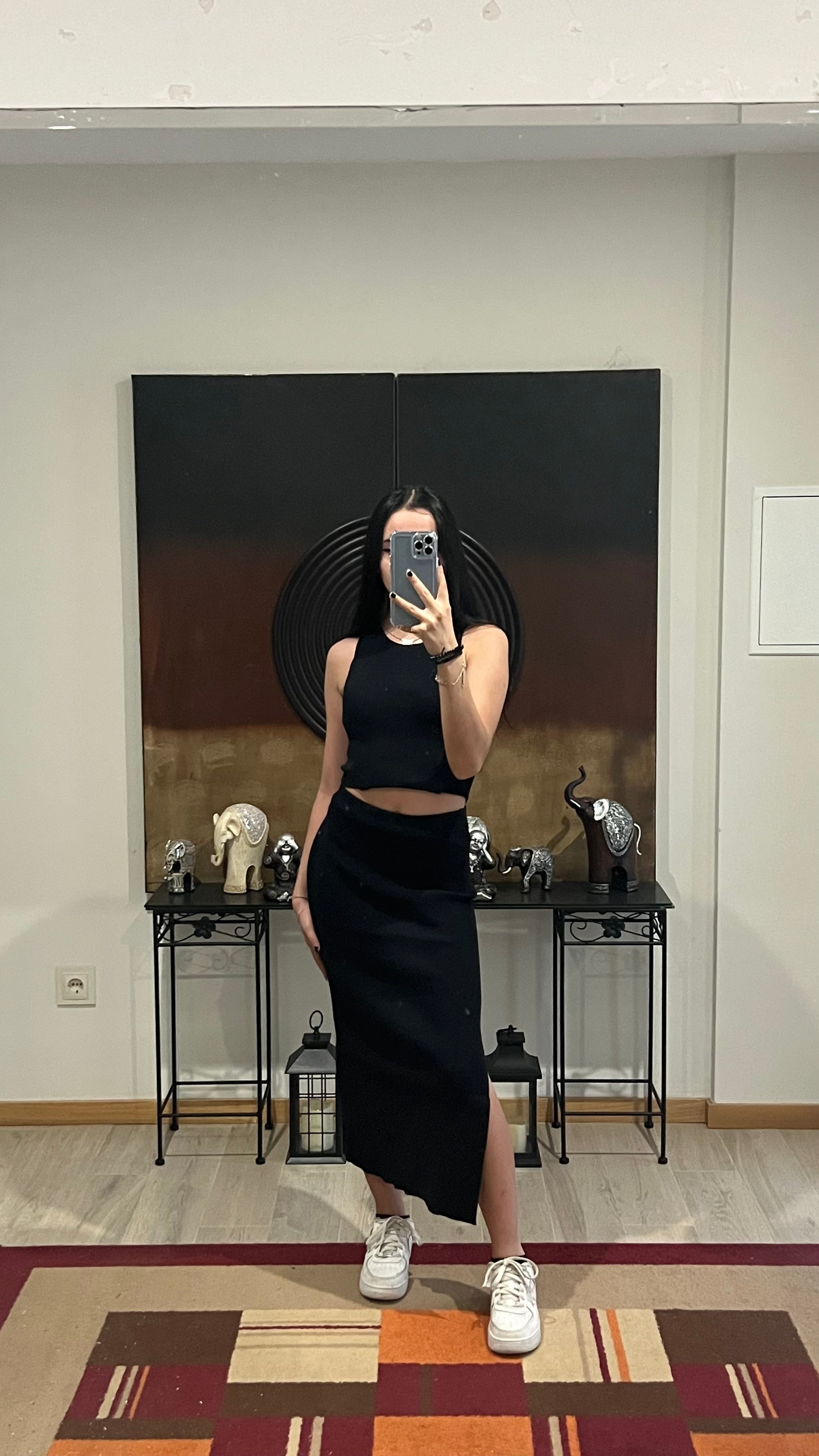 Conjunto Top e Saia Malha
